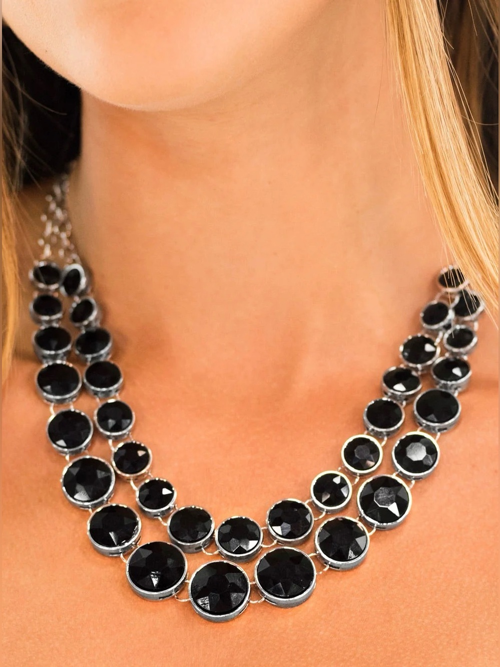 Elegant Black Statement Necklace & Earrings Set